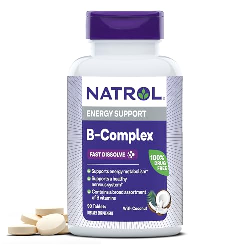 Natrol Fast Dissolve B-Complex - Energy Support, 100% Drug-Free, 90 Tablets, 30-Day Supply