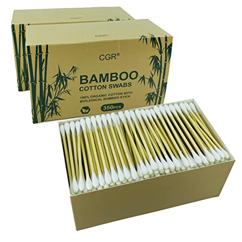 CGR Organic Cotton Swabs - 100% Cotton & Bamboo, Biodegradable, 1050 Count Travel Pack