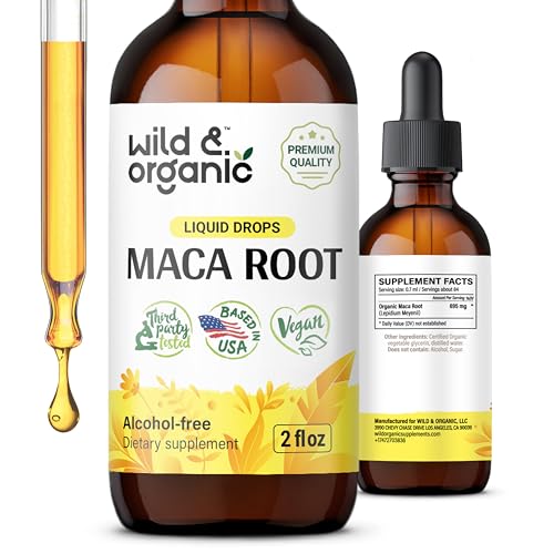 Wild & Organic Maca Root Drops - Supports Mood & Focus, Alcohol-Free, Vegan - 2 fl oz