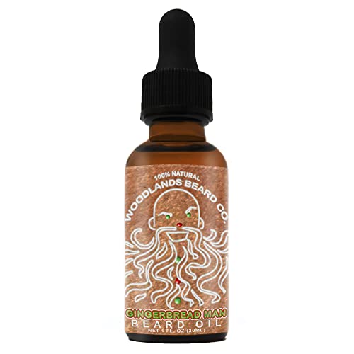 Woodlands Beard Co. Gingerbread Man Beard Oil - Nourishing Oils, Gingerbread Aroma - 1oz