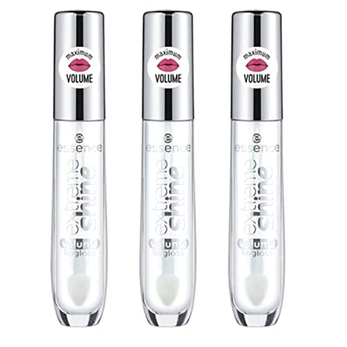 essence Volume Lip Gloss 3-Pack - High Shine, Non-Sticky, Vegan, Cruelty Free - 01 Crystal Clear