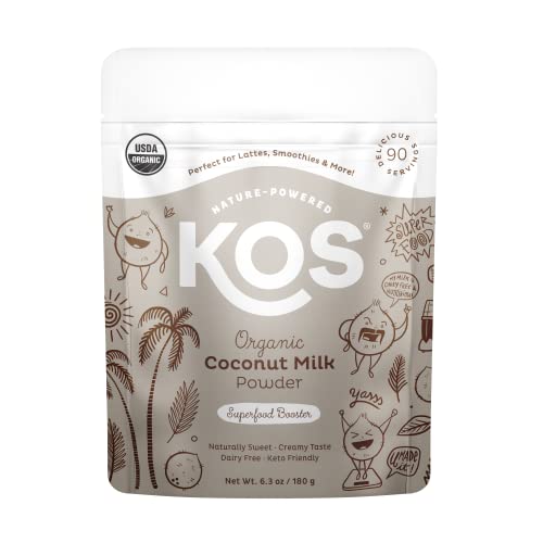 KOS Organic Coconut Milk Powder - Dairy Free Creamer, Keto & Vegan - 90 Servings Resealable Bag