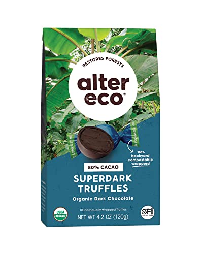 Alter Eco Superdark Chocolate Truffles - Pure Dark Cocoa, Fair Trade, Organic - 10 Count