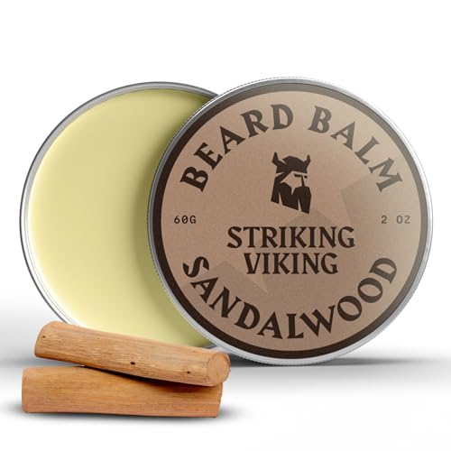 Striking Viking Beard Balm - Softens, Nourishes & Controls, Sandalwood Scent - 2oz