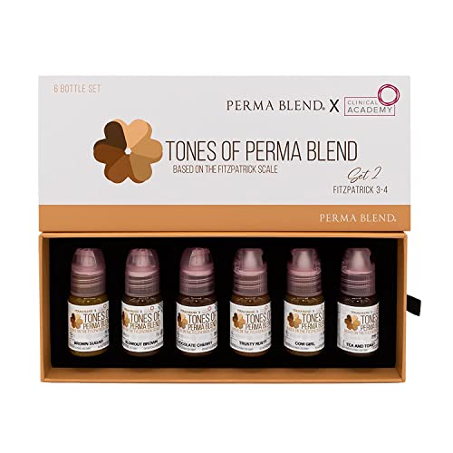 Perma Blend Cosmetic Pigment Set 2 - Premium Vegan Inks for Flawless Microblading - Fitzpatrick 3-4