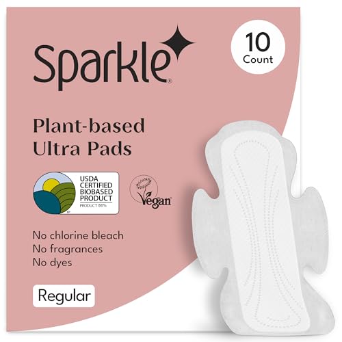 Sparkle Ultra Feminine Pads - Plant-Based, USDA Certified, Hypoallergenic - 10 Count