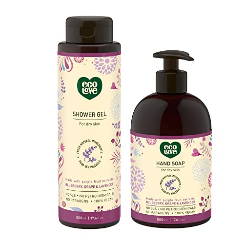 ecoLove Body Wash - Hydrating & Soothing for Dry Skin, Organic Blueberry & Lavender - 17.6 oz