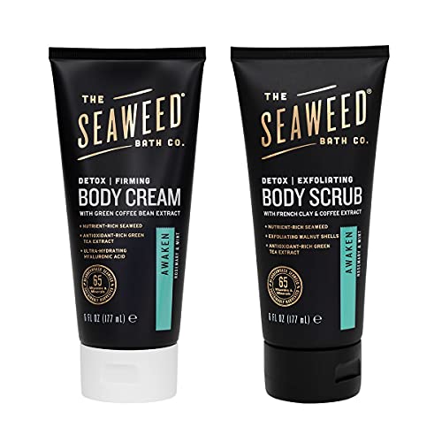 The Seaweed Bath Co. Firming Detox Body Scrub & Cream - Detoxifies, Hydrates, Vegan - 2x6oz