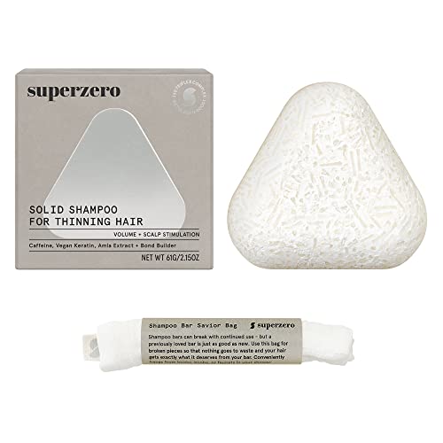 SUPERZERO Hair Growth Shampoo Bar - Caffeine & Amla Extract, Vegan, Sulfate Free - 2x8.4oz