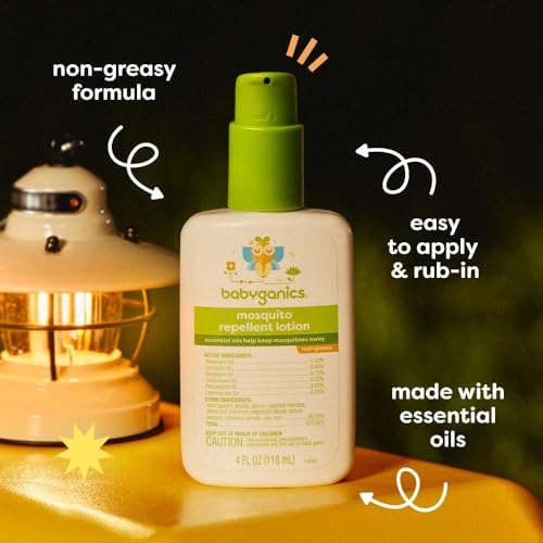 Babyganics Bug Repellent Lotion - Plant-Based Essential Oils, Non-Greasy - 4oz (Pack of 2)