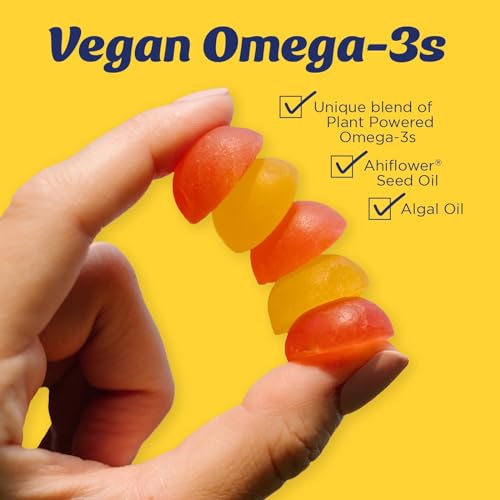 Wiley's Finest Vegan Omega-3 Gummies - 262mg Omega-3s, DHA from Algal Oil - Lemon Flavor, 60 Count