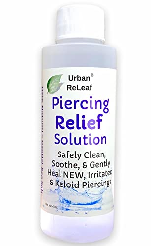Urban ReLeaf Piercing Relief Solution - Soothe & Clean Irritated Piercings, 100% Natural - 4oz