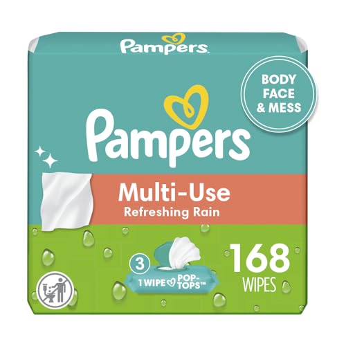 Pampers Multi-Use Wipes - Ultra-Soft, Hypoallergenic & Refreshing Rain Scent - 168 Count