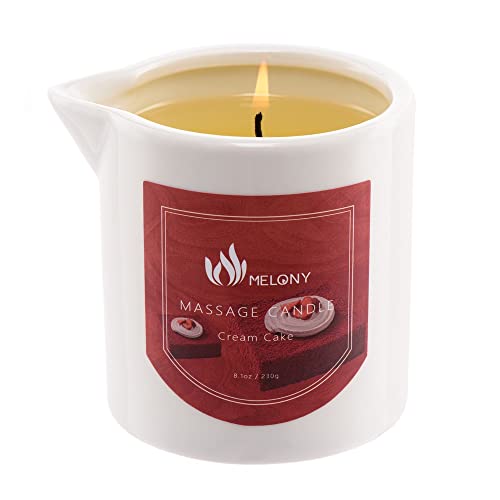 MELONY Soy Massage Oil Candle - Nourishing Almond & Shea, Aromatherapy Spa Treatment - 8oz