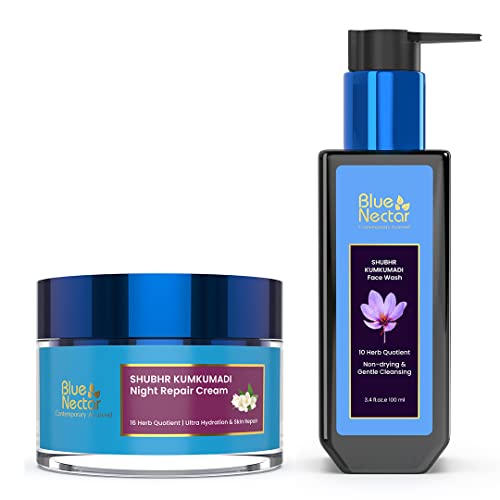 Blue Nectar Kumkumadi Night Cream - Nourishing Jasmine Infusion, Radiant Skin - 1.7 Fl Oz