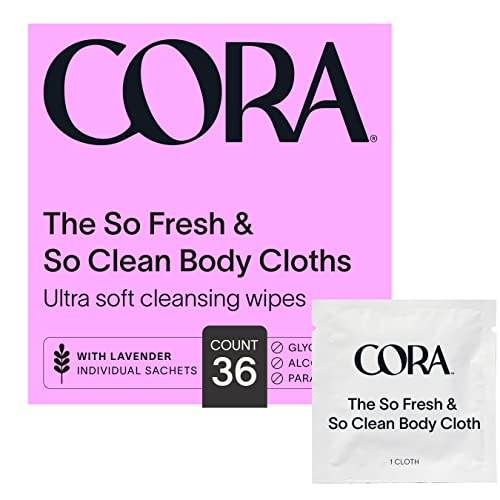 Cora Adult Hygienic Wipes - Hydrating & Soothing, Natural Ingredients & Lavender Scent - 36 Count