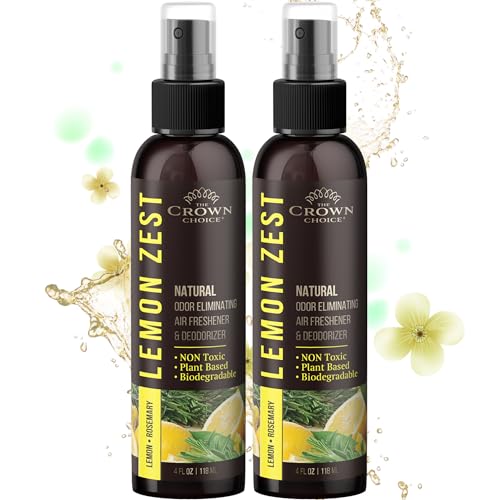 Crown Choice Natural Air Freshener Spray - Non-Toxic Odor Eliminator, Citrus Scent - 2PK 4Oz