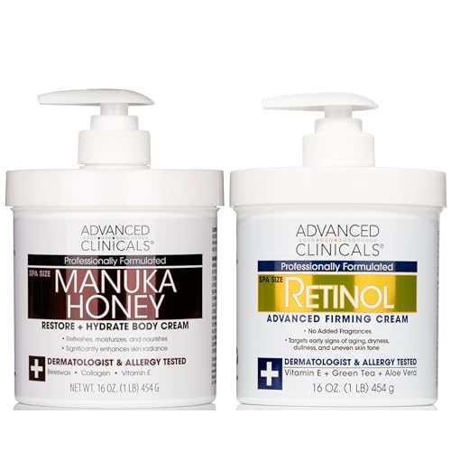 Advanced Clinicals Manuka Honey Body Cream Set - Hydrates, Firms, Nourishes, 2-Pack