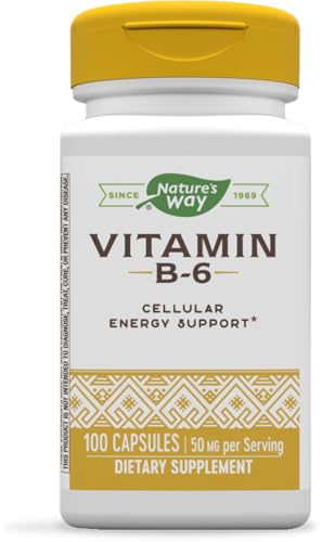 Nature's Way Vitamin B-6 Supplement - Supports Cellular Energy, Gluten-Free, 100 Capsules