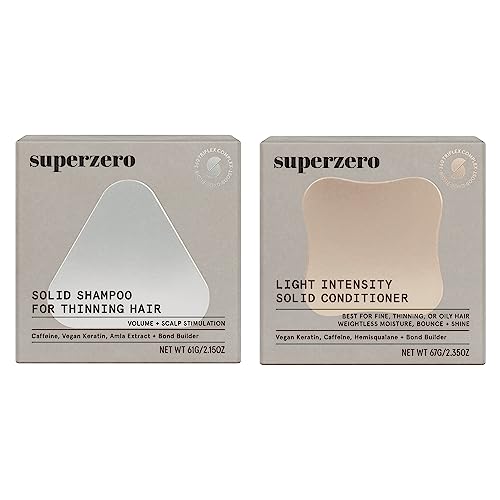 SUPERZERO Shampoo & Conditioner Set - Boost Volume, Plant-Derived, 100% Plastic-Free - 2 Bars