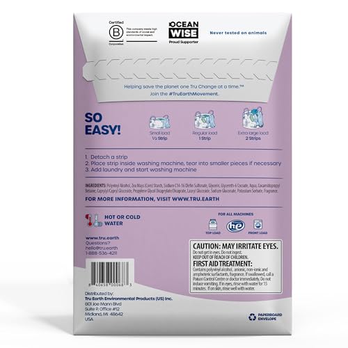 Tru Earth Laundry Detergent Sheets - Paraben-Free, Gentle on Skin - Lilac Breeze, 32 Sheets