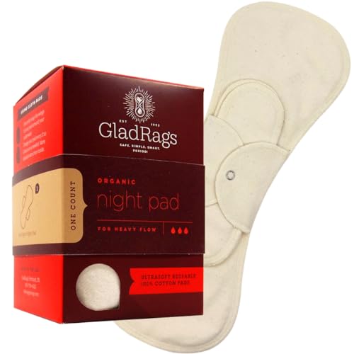 GladRags Menstrual Pad - 100% Organic Cotton for Heavy Flow, Customizable Absorbency - 14"