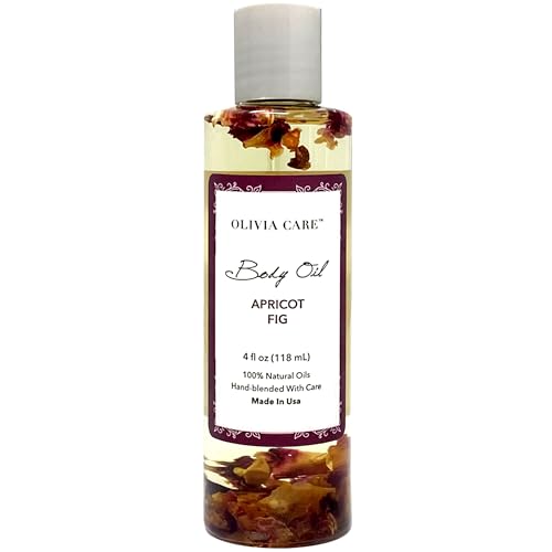 Olivia Care Body Oil - Hydrates Dry Skin, Rich in Vitamins E & K, Apricot Fig Scent - 4oz