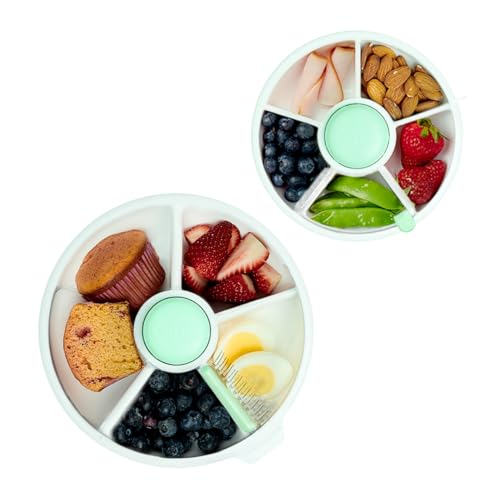 GoBe Kids Snack Spinner Bundle - 5 Compartment Reusable Snack Containers, BPA-Free - 6.5 & 8.5 in