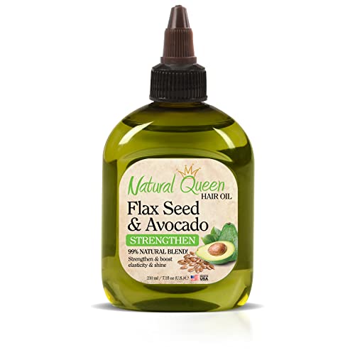 Natural Queen Hair Oil - Strengthening with Flax Seed & Avocado, Boosts Elasticity - 7.1oz