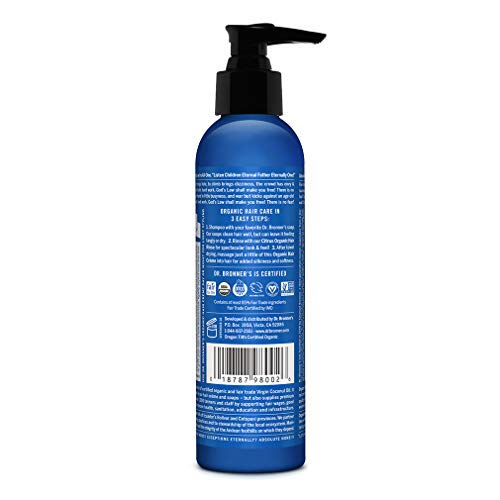 Dr. Bronner's Organic Hair Crème - Nourishing Leave-In Conditioner, Non-GMO, Peppermint - 6oz