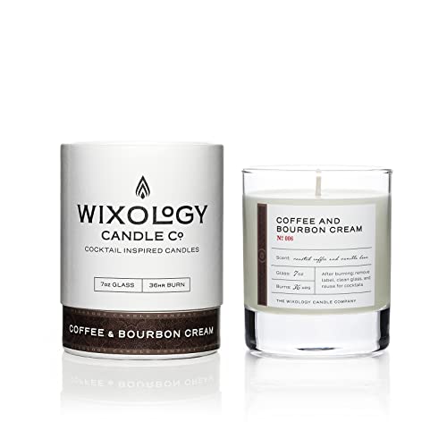 Wixology Bourbon Soy Candle - Coffee & Oak Aroma, Plant-Based Wax, Reusable Glass - 7 oz