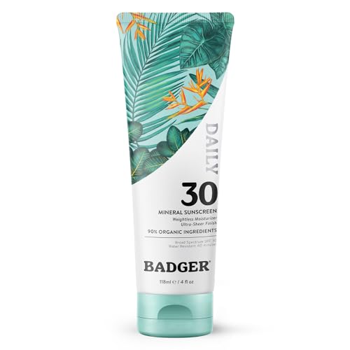 Badger Mineral Sunscreen - SPF 30, Hydrating, Vegan, Gluten Free, Reef Safe - 4 fl oz