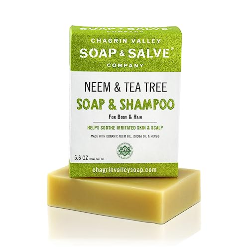 Chagrin Valley Soap Neem Shampoo Bar - Soothes Dry, Irritated Skin, Vegan - 5.6oz