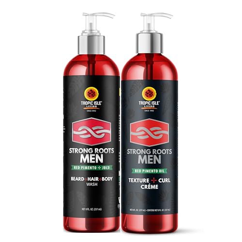 Tropic Isle Living Men's Grooming Set - 3-in-1 Wash & Curl Cream, Natural Ingredients - 8oz