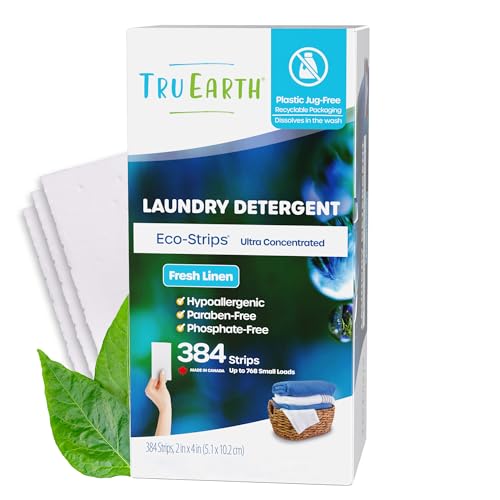 Tru Earth Laundry Detergent Sheets - Paraben-Free, Gentle for Sensitive Skin - 384 Sheets