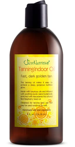 Just Nutritive Tanning Oil - Moisturizes & Enhances Tan, Natural Ingredients - 8 Oz