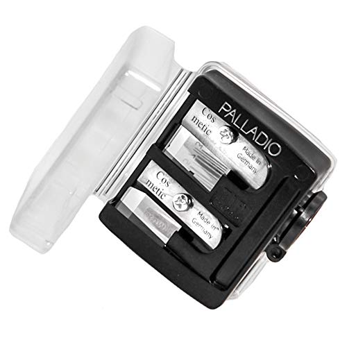 Palladio 3-in-1 Cosmetic Pencil Sharpener - Precision Blades, Cover & Easy Clean, 2 Sizes