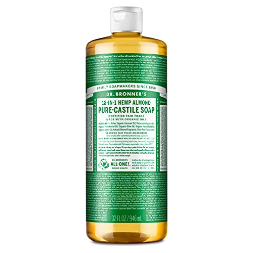 Dr. Bronner's Pure-Castile Liquid Soap - Organic & Fair Trade, Multi-Use, Vegan - Almond, 32oz