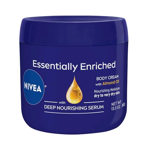 NIVEA Body Cream - Deep Nourishing Moisture for Dry Skin, Almond Oil Infused - 13.5oz Jar