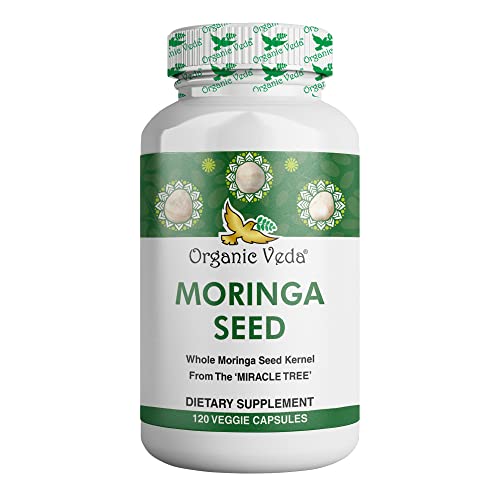 Organic Veda Moringa Seed Capsules - Boost Immunity, Energy & Skin Health - 120 Count