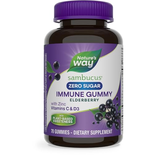 Nature’s Way Immune Defense Gummies - Daily Support with Black Elderberry, Vitamin C & D3 - 70 Count