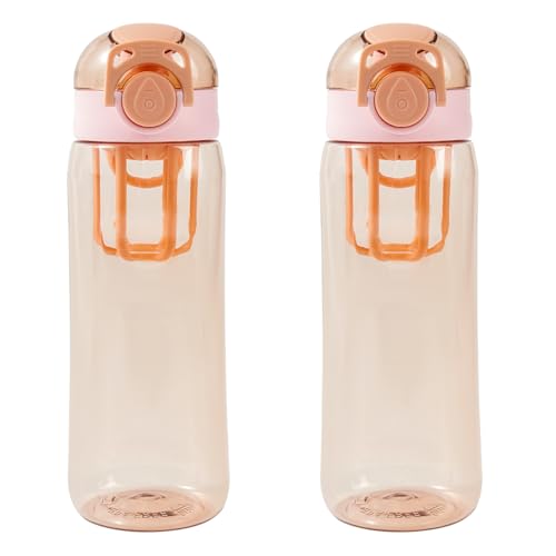 Kerilyn 27oz Sports Water Bottle - Leak-Proof, BPA-Free, One-Click Open, 2-Pack - Pink