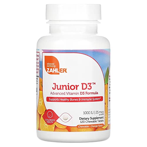 Zahler Junior D3 Vitamins 1000 IU - Supports Bone, Teeth & Immune Health, Kosher, 120 Count