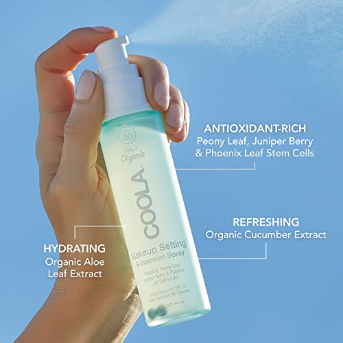 COOLA Organic Makeup Setting Spray - Hydrating SPF 30 Protection, Cucumber & Aloe Vera - 1.5 Fl Oz