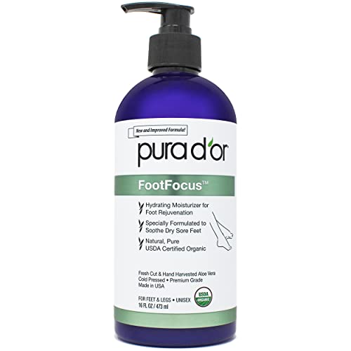 PURA D'OR FootFocus Aloe Vera Gel - Cracked Heel Repair, Hydrating Mint Blend - 16oz