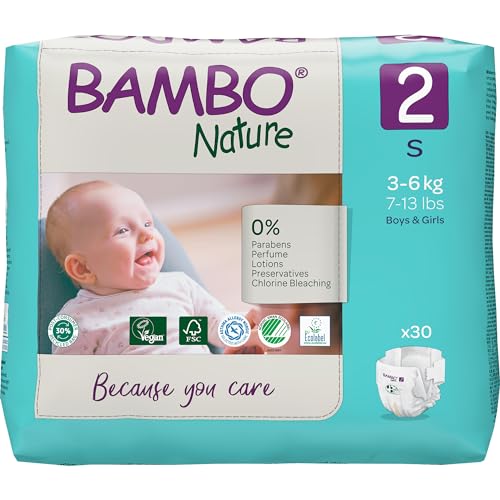 Bambo Nature Baby Diapers - Hypoallergenic, Super Absorbent, Chemical-Free - Size 2 (30 Count)