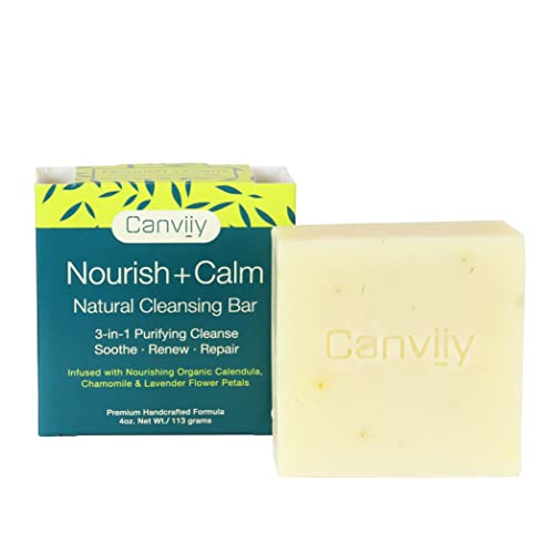 Canviiy Handcrafted Soap - Nourishing Cleansing Bar with Calendula, Chamomile & Lavender - 4oz