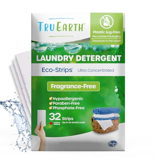 Tru Earth Laundry Detergent Sheets - Gentle, Vegan, Paraben-Free, Unscented - Up to 64 Loads