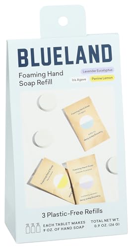 BLUELAND Foaming Hand Soap Tablets - Gentle Cleansing, No Animal Testing - 0.9 OZ, 3 Tablets