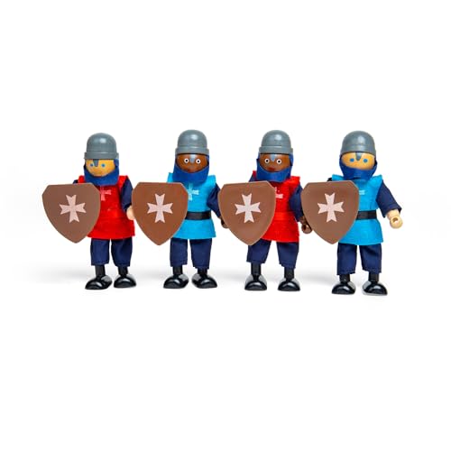 Bigjigs Toys Medieval Wooden Knights - Imaginative Play, Safe Materials - 4 Doll Set